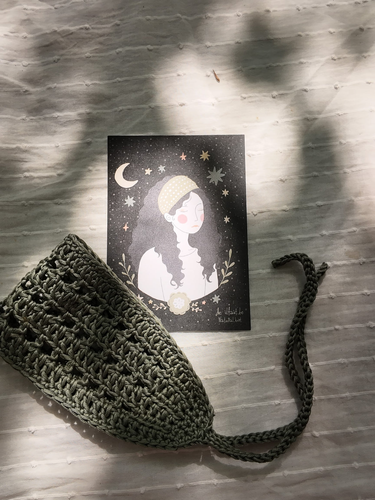 Bandeau au crochet large & illustration - Collection Ilfait.bo (Kaki)